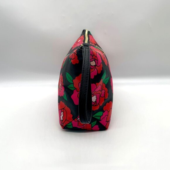 Betsey Johnson Black Floral Printed Large Zip Pouch - Picture 4 of 11